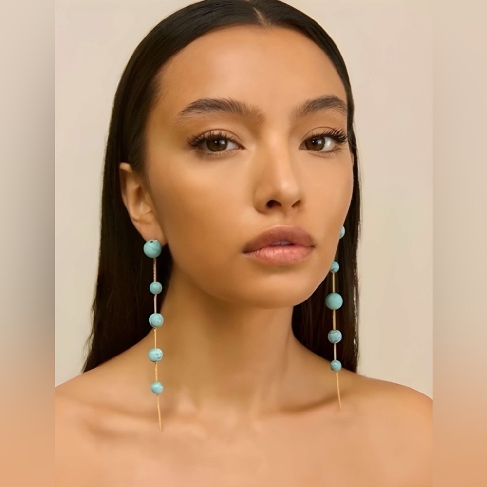 NEW in Box Cult Gaia Atum Turquoise Dangle Stud Earrings MSRP 228